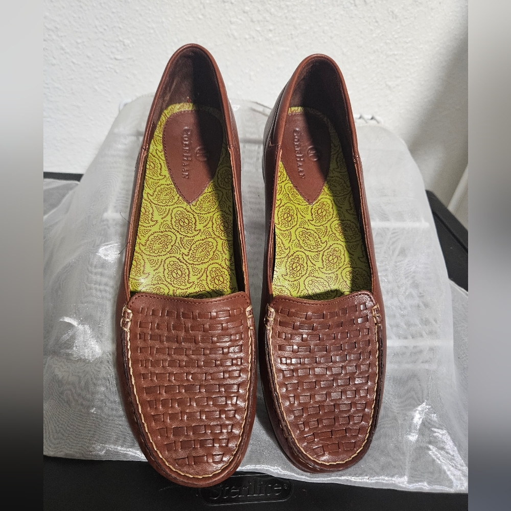 Cole Haan Brown Woven Leather Flats